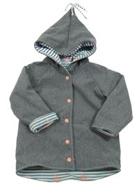 Šedá melírovaná softhellová oboustranná bunda s kapucí