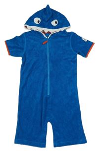 Modrý froté kraťasový overal s kapucí Next