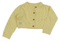 Žlutý lehký perforovaný propínací svetr 