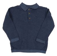 Tmavomodrý vzorovaný lehký svetr s límečkem Next