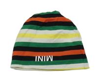 Bílo-černo-zeleno-červená pruhovaná čepice s nápisem 