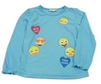 Modré triko se smajlíky kids