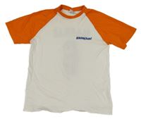 Bílo-oranžové tričko s nápisem 