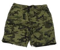 Khaki-černé army plátěné kraťasy Primark