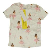 Nové - bílé tričko s baletkami shein