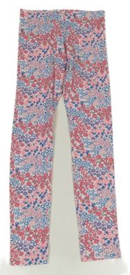 Bílo-modro-růžové květované legíny Pep&Co