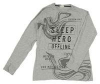 Šedé melírované pyžamové triko s nápisem C&A