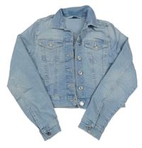 Světlemodrá crop riflová bunda s kapsami H&M