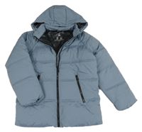 Šedomodrá šusťáková zimní bunda s kapucí M&S