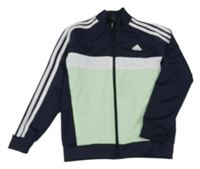 Tmavomodro-zelená sportovní propínací mikina s logem Adidas