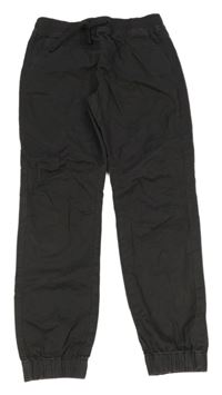 Antracitové plátěné cuff kalhoty 
