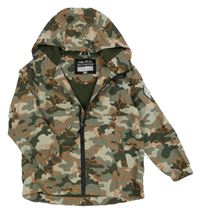 Khaki-oranžová army šusťáková podzimní bunda s kapucí F&F