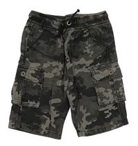 Šedé army riflové cargo kraťasy Tu