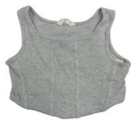Šedý žebrovaný crop top Matalan