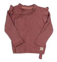 Růžový žebrovaný svetr s volánky Mothercare