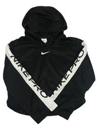 Černá therma-fit crop mikina s kapucí Nike Pro