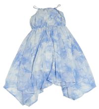 Světlemodro-bílé batikované šifonové šaty H&M