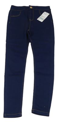 Tmavomodré skinny teplákové rifle Primark