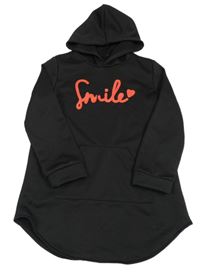 Černá šatová mikina s nápisem a kapucí