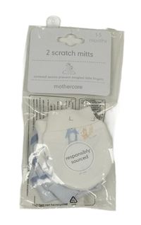Nové - 2set - 2x rukavice- bílé se zvířátky + modré pruhované Mothercare