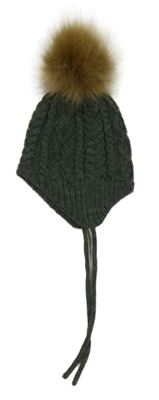 Tmavozelená čepice s bambulí 