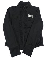 Černá propínací crop sportovní mikina s nápisem a tanečníky 