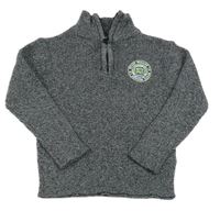 Šedý melírovaný svetr s výšivkou 