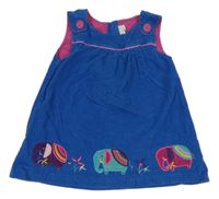 Tmavomodré manšestrové laclové šaty se slony Jojo Maman Bébé