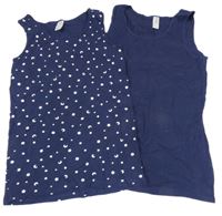 2set - 2x košilka - tmavomodrá + tmavomodrá s hvězdami Page one young