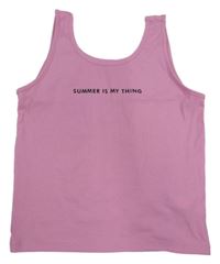 Růžový žebrovaný crop top s nápisem LC Waikiki