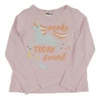 Světlerůžové pyžamové triko s jednorožcem H&M