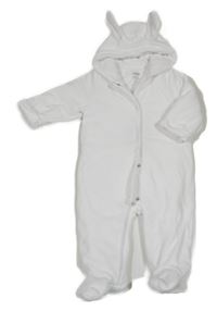 Bílá sametová zateplená kombinéza s kapucí s oušky Mamas&Papas