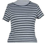 Dámské šedo-černé proužkované žebrované crop tričko H&M