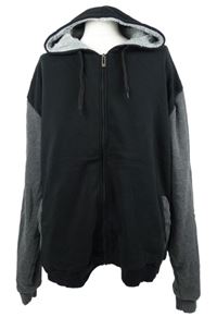 Pánská černo-šedá propínací zateplená mikina s kapucí vel. 3XL