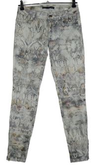 Dámské šedo-béžové vzorované skinny kalhoty Zara 