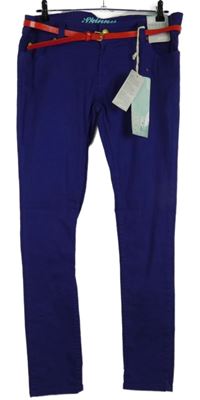 Nové - Dámské fialové skinny rifle s páskem Denim 