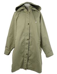 Dámský khaki šusťákový jarní kabát s kapucí Peacocks 