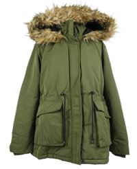 Dámská khaki šusťáková zimní parka s kapucí Primark 