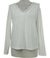 Dámské bílé madeirové triko s krajkou Shein 