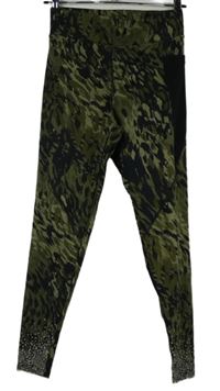 Dámské černo-khaki vzorované sportovní legíny F&F