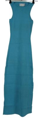 Dámské světlemodré žebrované pletené elastické midi šaty Asos 