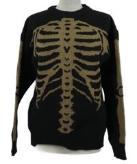 Pánský černo-hnědý svetr s kostrou Manfinity 