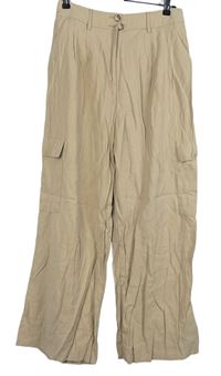 Dámské béžové volné kalhoty s kapsami Next 