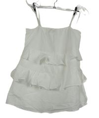 Dámská bílá plátěná vrstvená tunika s volánky H&M