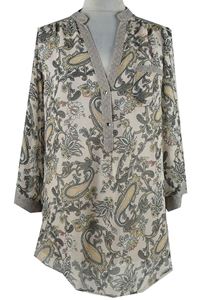 Dámská světlerůžovo-šedá vzorovaná šifonová halenka Dorothy Perkins 