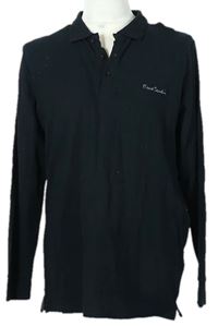Pánské černé triko s límečkem Pierre Cardin 