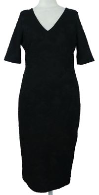 Dámské černé vzorované midi šaty zn. M&S