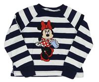 Tmavomodro-bílá pruhovaná mikina s Minnie H&M