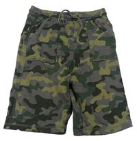 Šedo-khaki army teplákové kraťasy Tu