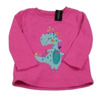 Nové- Neonově růžová fleecová mikina s dinem Dunnes